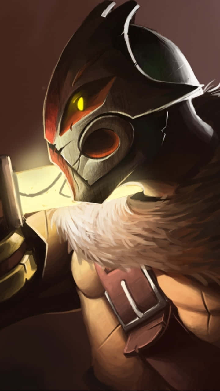 Dota 2 Juggernaut, fierce masked warrior, glowing yellow eyes, HD Phone Wallpaper