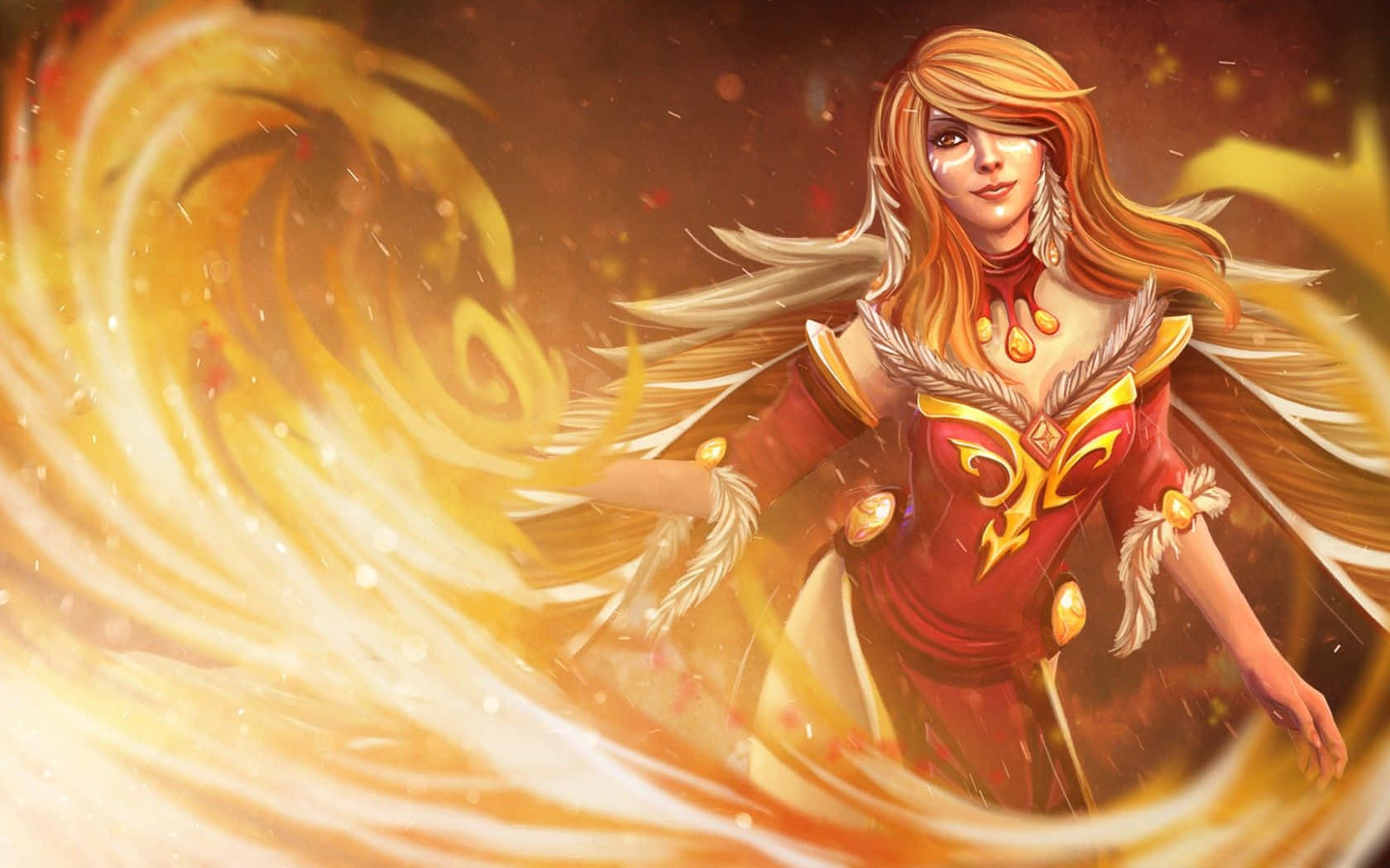 Dota 2, Lina, fiery-haired female warrior, HD Desktop Wallpaper