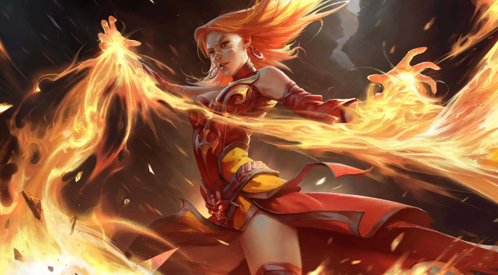 Dota 2, Lina, fiery-haired warrior, HD Desktop Wallpaper