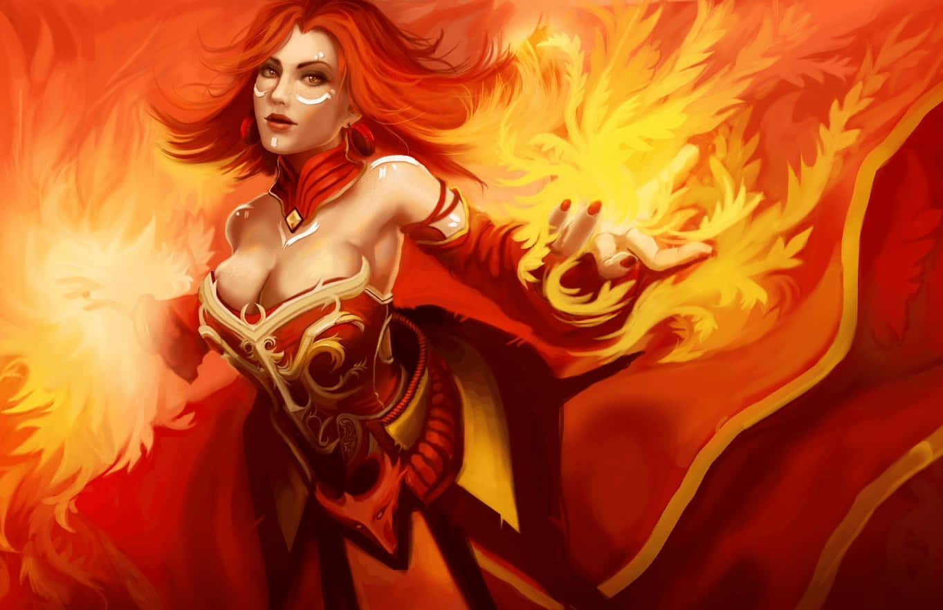 Dota 2, Lina, fiery-haired female mage, HD Desktop Wallpaper