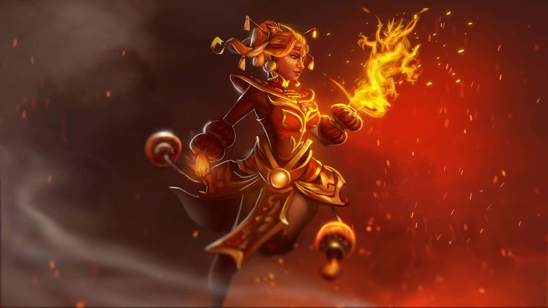 Dota 2, Lina, fiery-haired warrior, Full HD Desktop Wallpaper