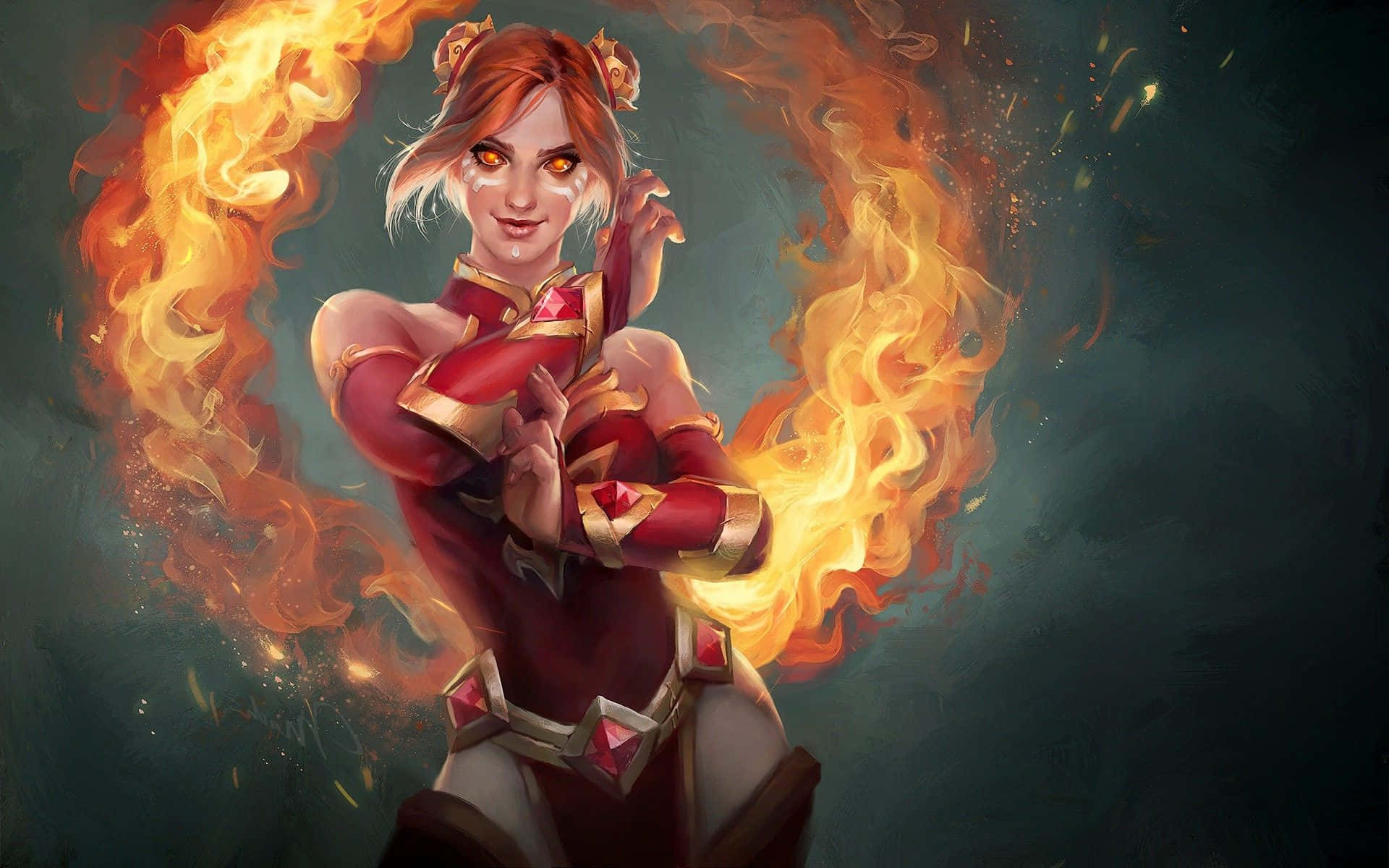 Dota 2, Lina, fiery-haired warrior, Full HD Desktop Wallpaper
