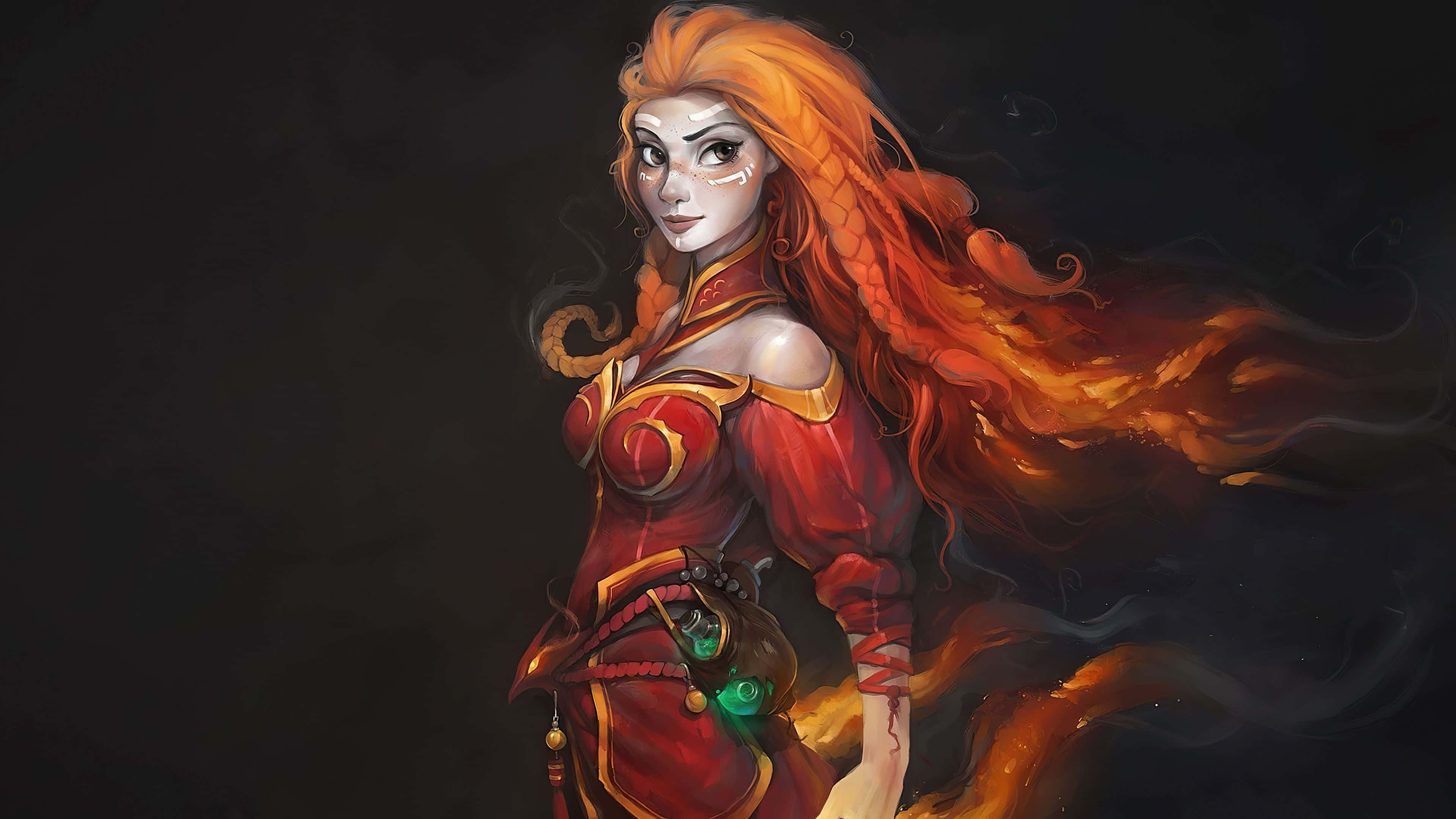 Dota 2, Lina, fiery-haired female warrior, 4K Desktop Wallpaper