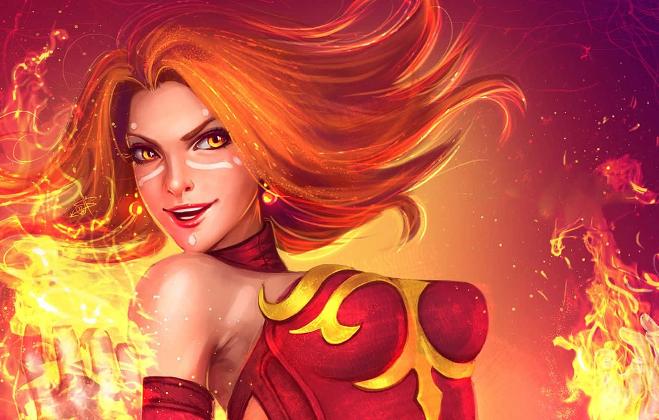 Dota 2, Lina, fiery-haired woman, HD Desktop Wallpaper