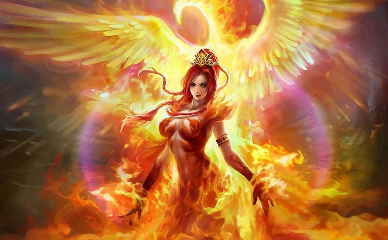 Dota 2, Lina, fiery phoenix woman, HD Desktop Wallpaper