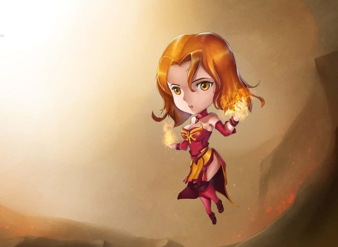 Dota 2, Lina, chibi anime girl, SD Desktop Wallpaper
