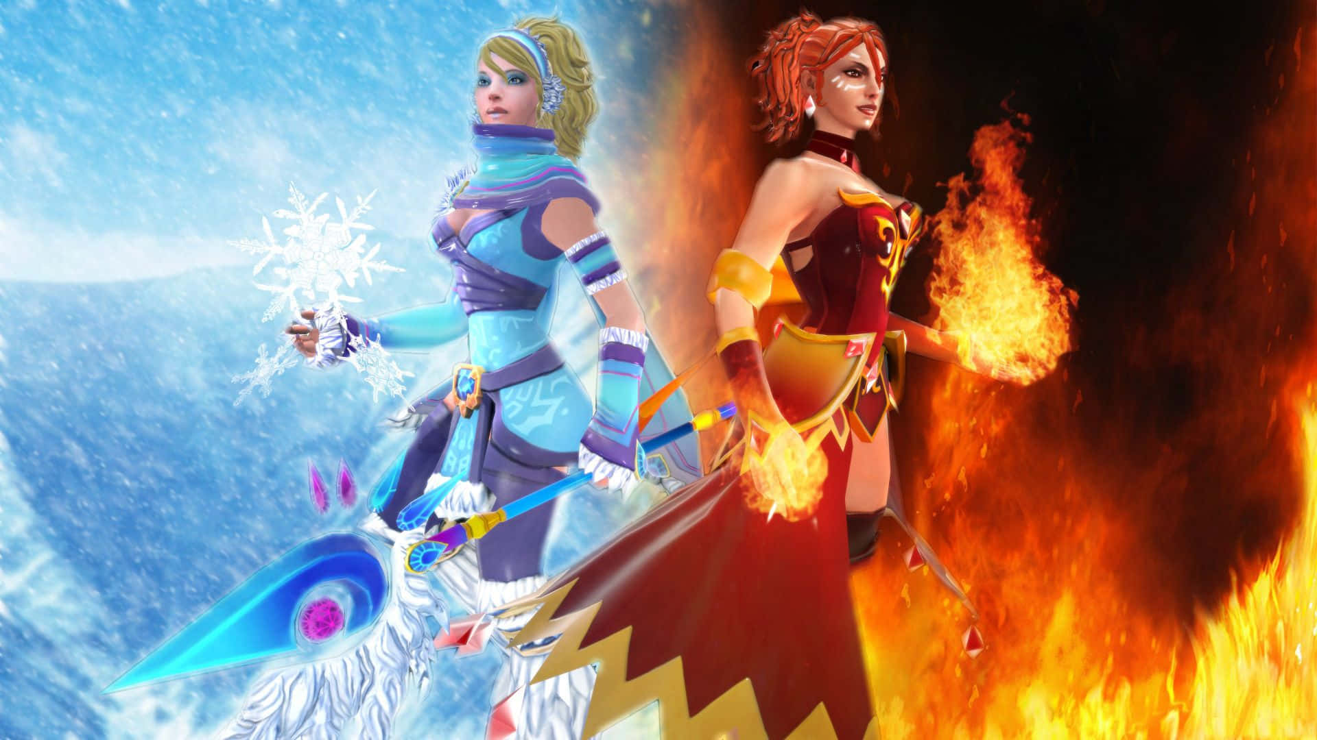 Dota 2, Lina, flames, Full HD Desktop Wallpaper