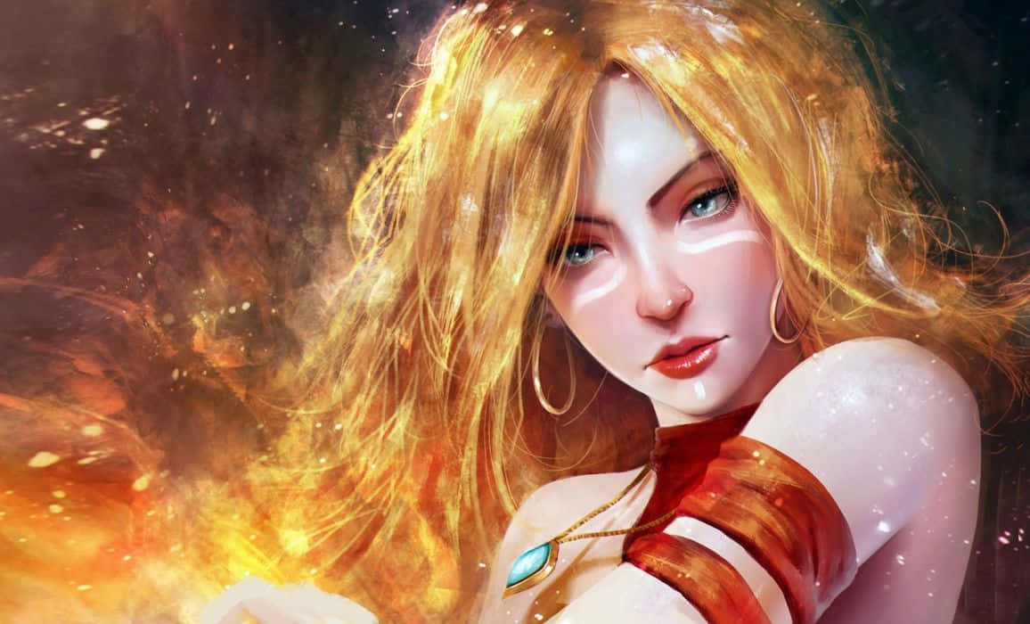 Dota 2, Lina, golden hair, SD Desktop Wallpaper