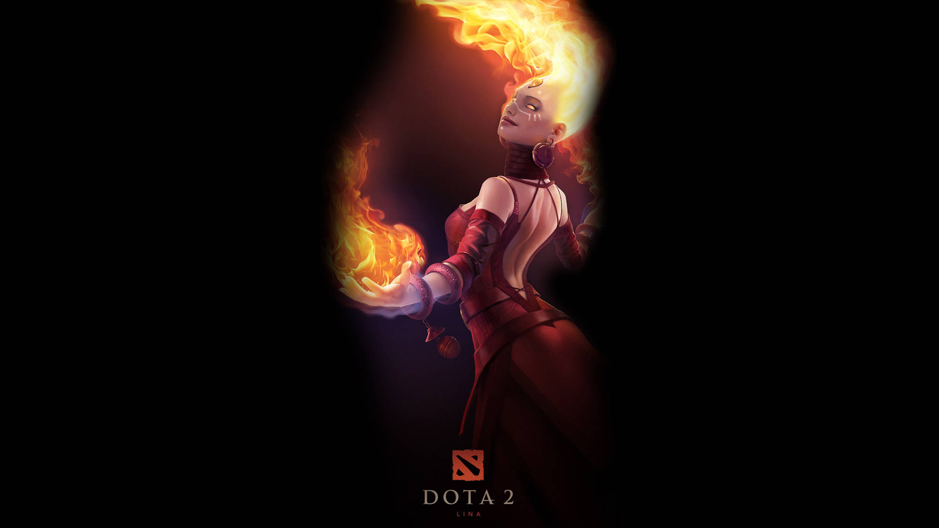 Dota 2, Lina, fiery-haired, Full HD Desktop Wallpaper