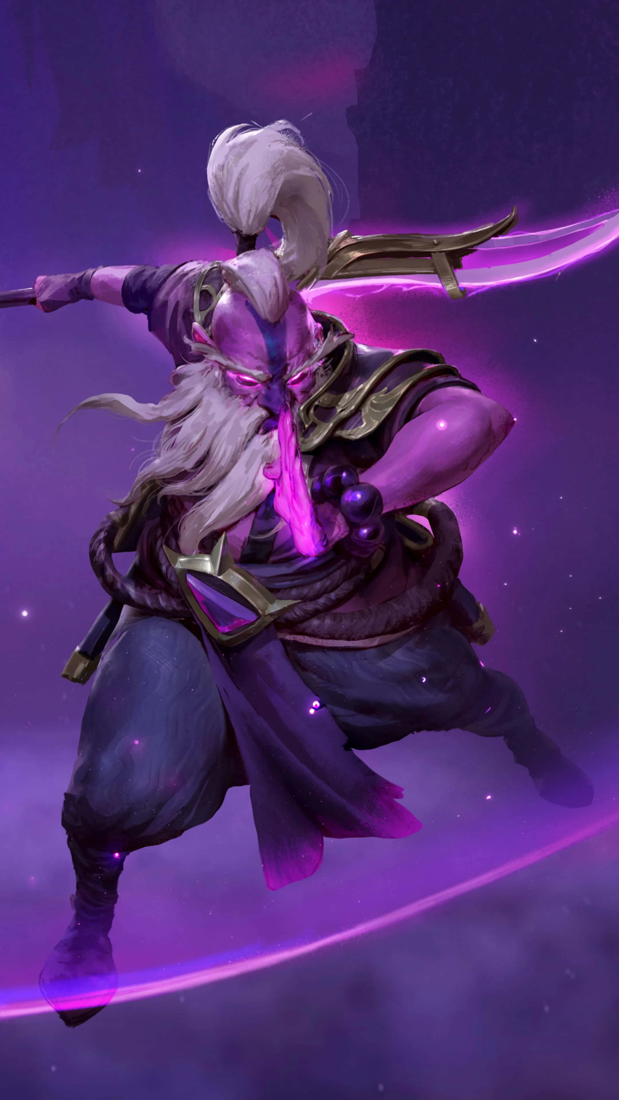 Dota 2, purple-hued warrior, white hair, 4K Phone Wallpaper