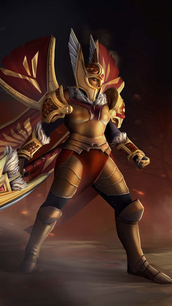 Dota 2, warrior, golden and red armor, HD Phone Wallpaper
