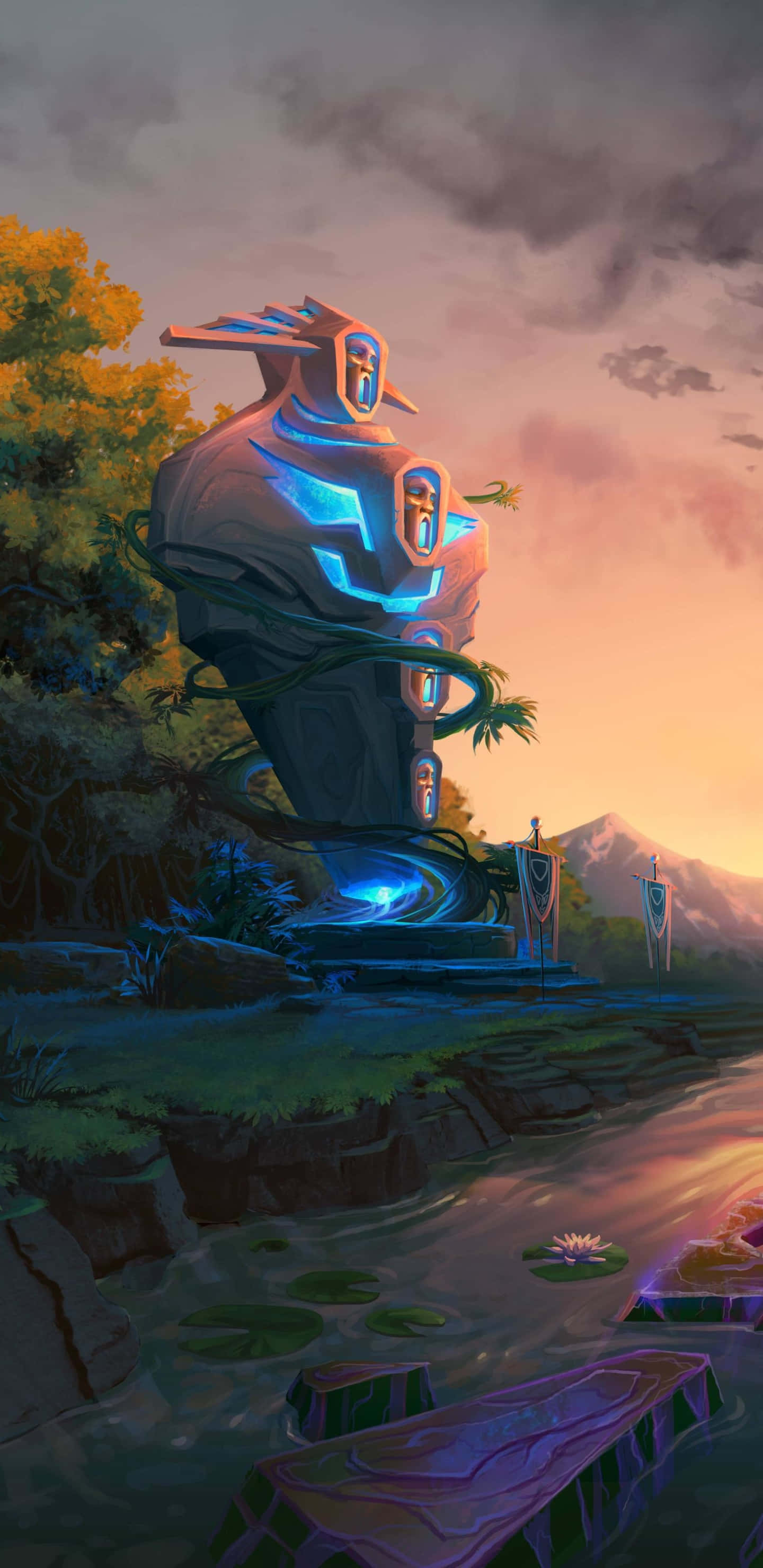 Dota 2, glowing blue, futuristic temple, 2K Phone Wallpaper