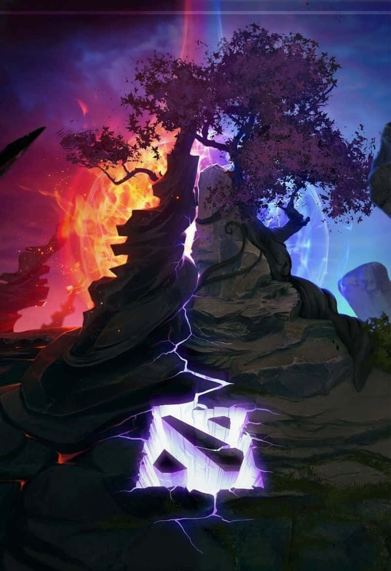 Dota 2, tree, purple leaves, SD Phone Wallpaper