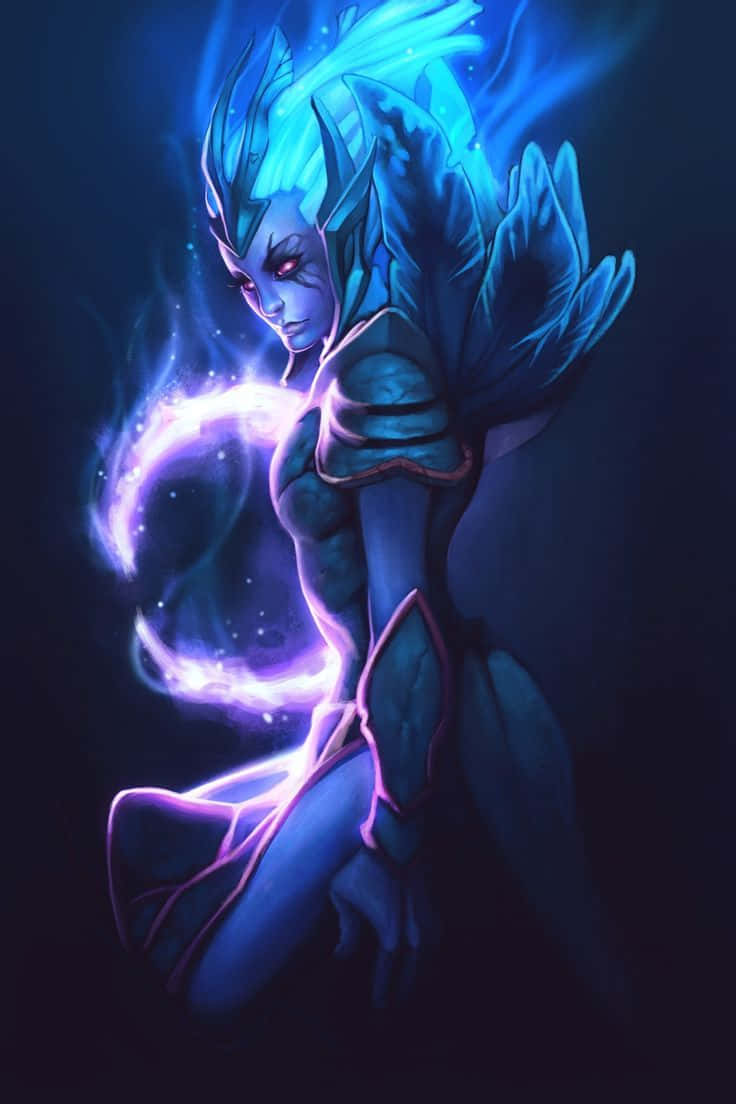 Dota 2, blue-skinned fantasy warrior, glowing hair, SD Phone Wallpaper