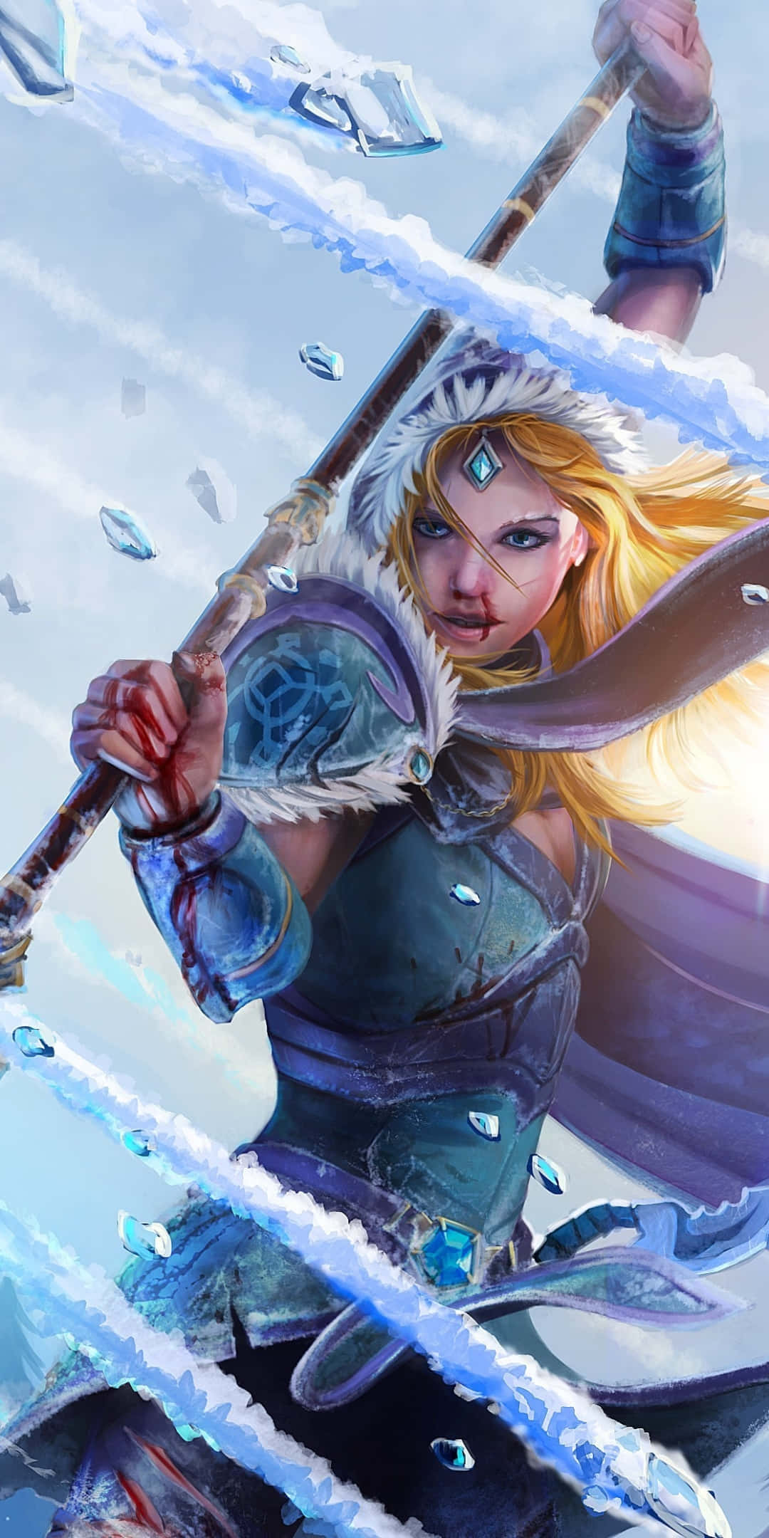 Dota 2, fierce blonde warrior, icy armor, Full HD Phone Wallpaper