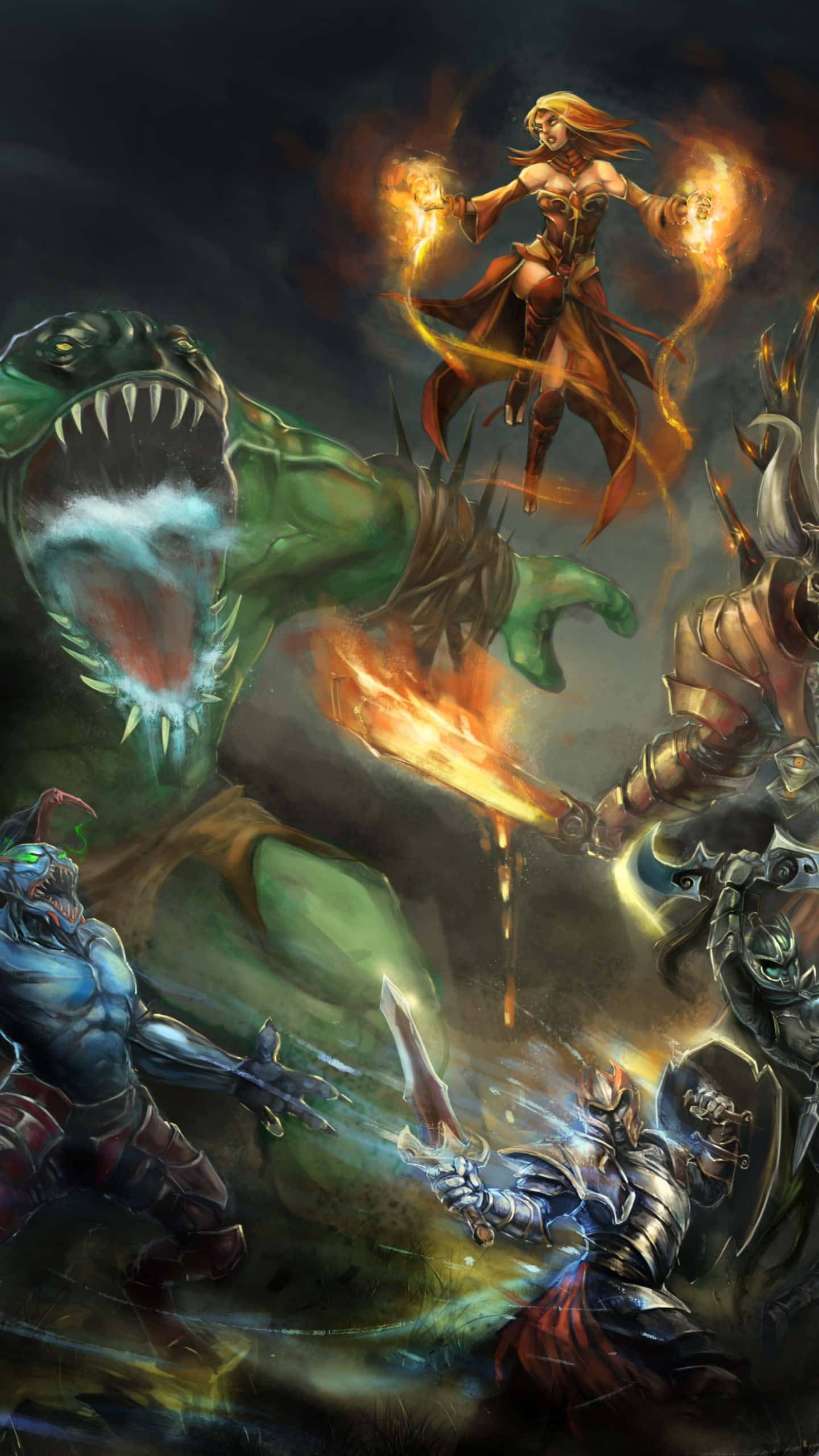 Dota 2, Sven, fiery-haired mage, 2K Phone Wallpaper