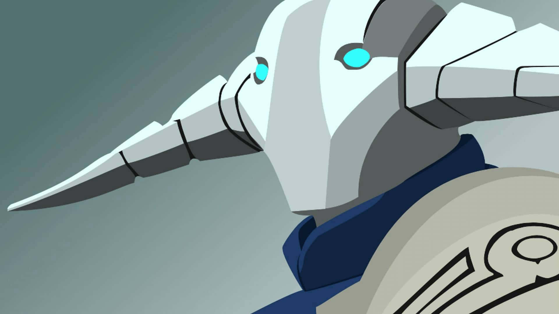 Dota 2 Sven, white robot, glowing blue eyes, Full HD Desktop Wallpaper