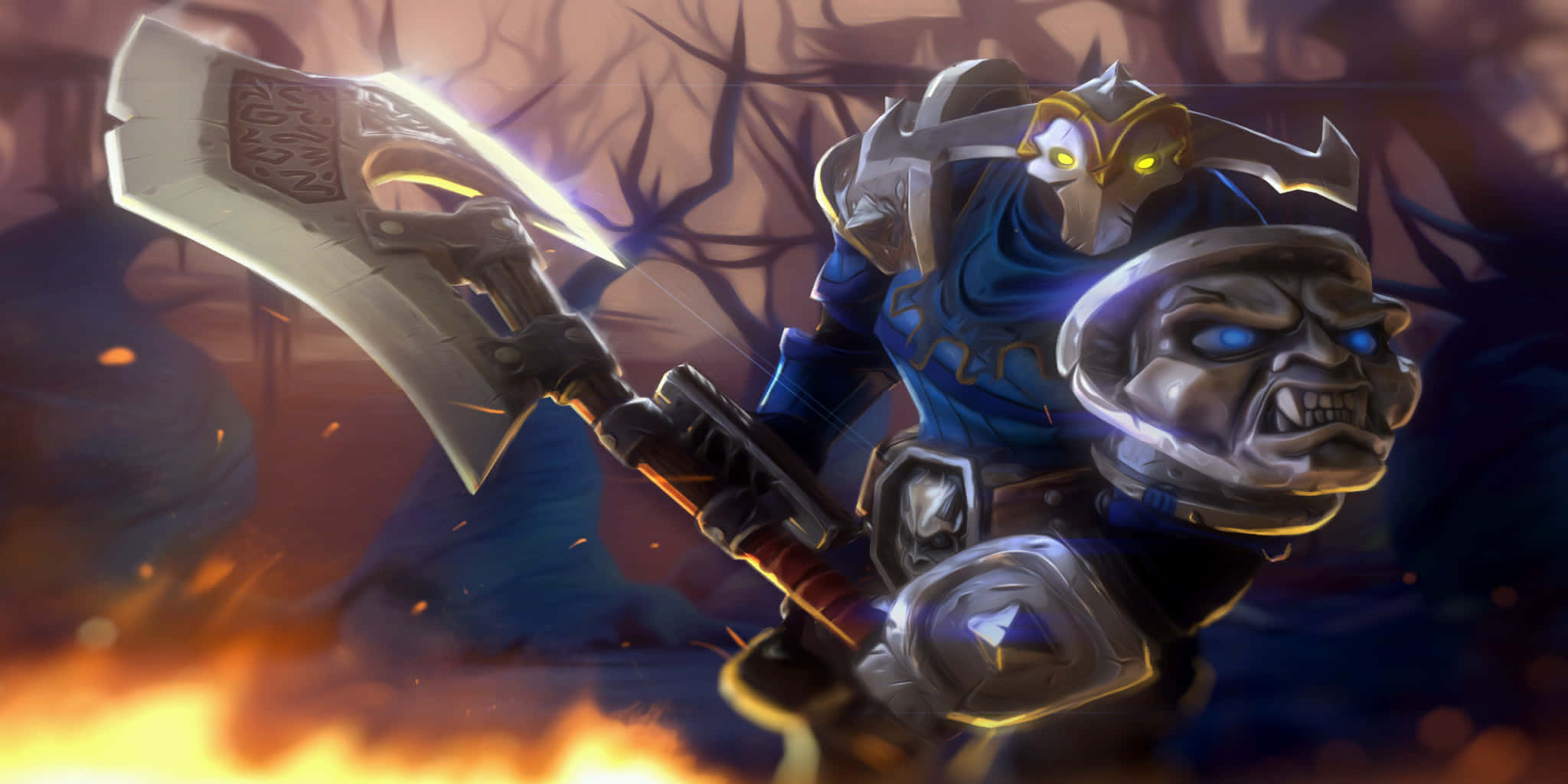 Dota 2 Sven, glowing axe, fiery flames, Full HD Desktop Wallpaper