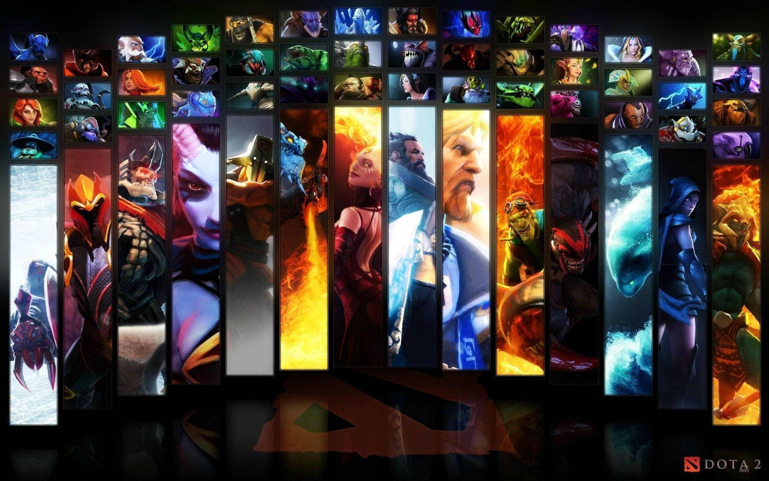 Dota 2, heroes, glowing elemental effects, 2K Desktop Wallpaper