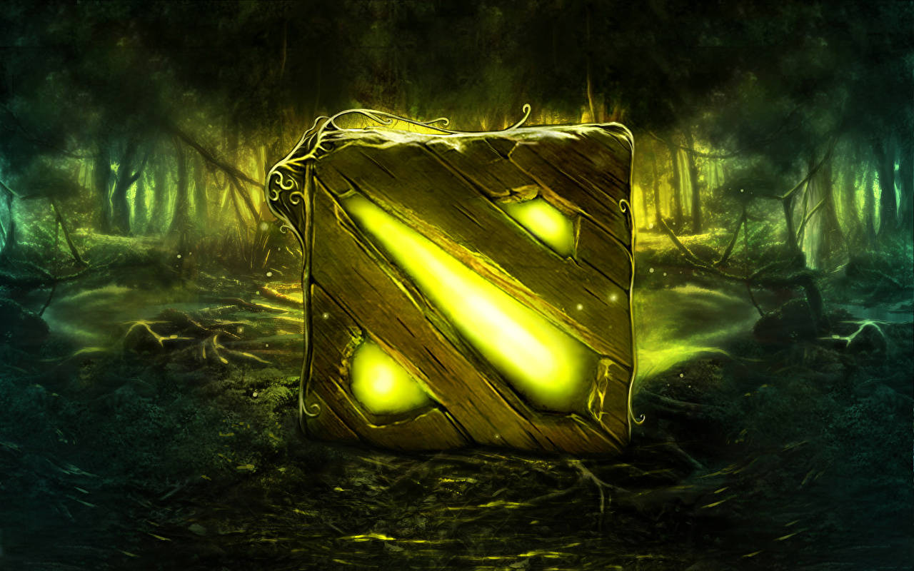 Dota 2, green glow, dark mystical forest, HD Desktop Wallpaper