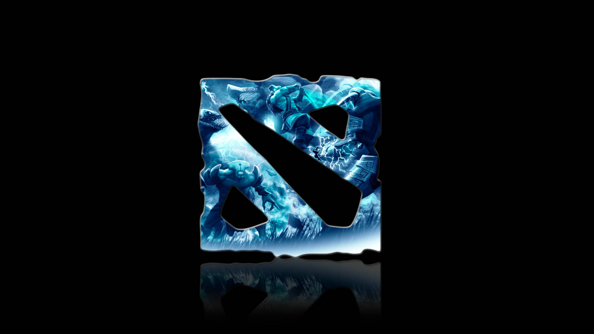 Dota 2, glowing blue Dota 2 logo, fantasy characters, Full HD Desktop Wallpaper