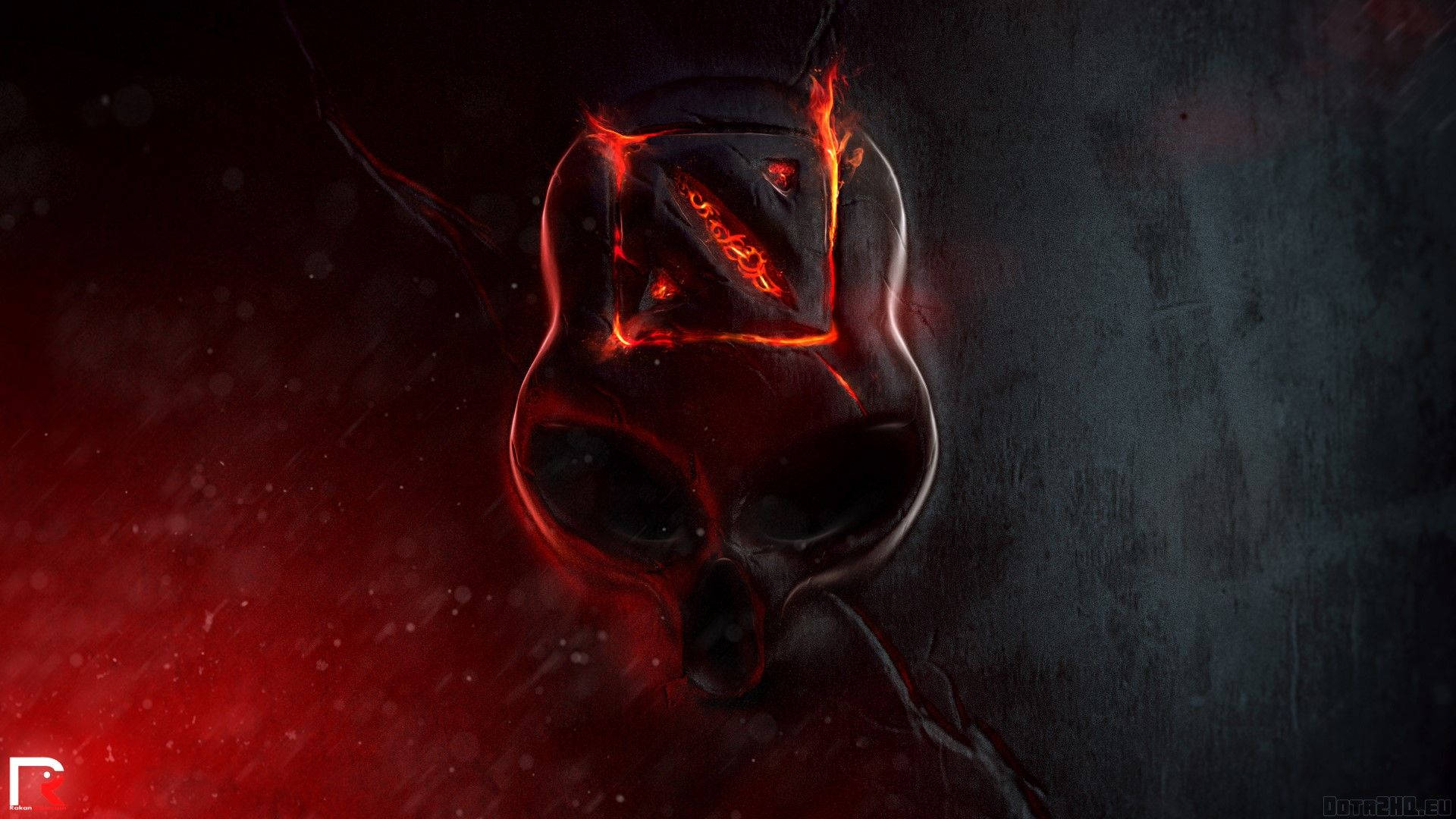 Dota 2, skull, glowing red eyes, Full HD Desktop Wallpaper
