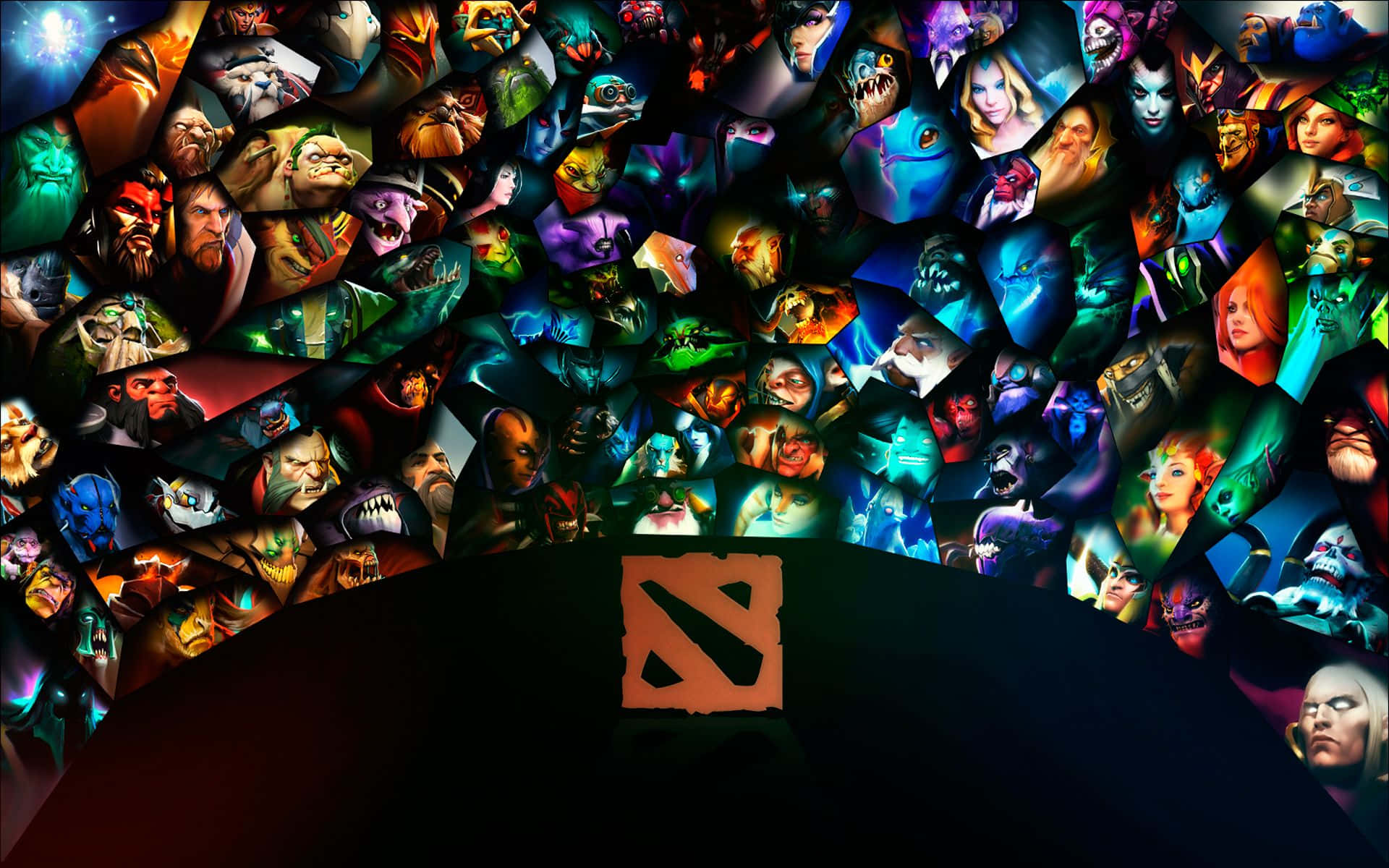 Dota 2, glowing Dota 2 logo, vibrant collage, Full HD Desktop Wallpaper