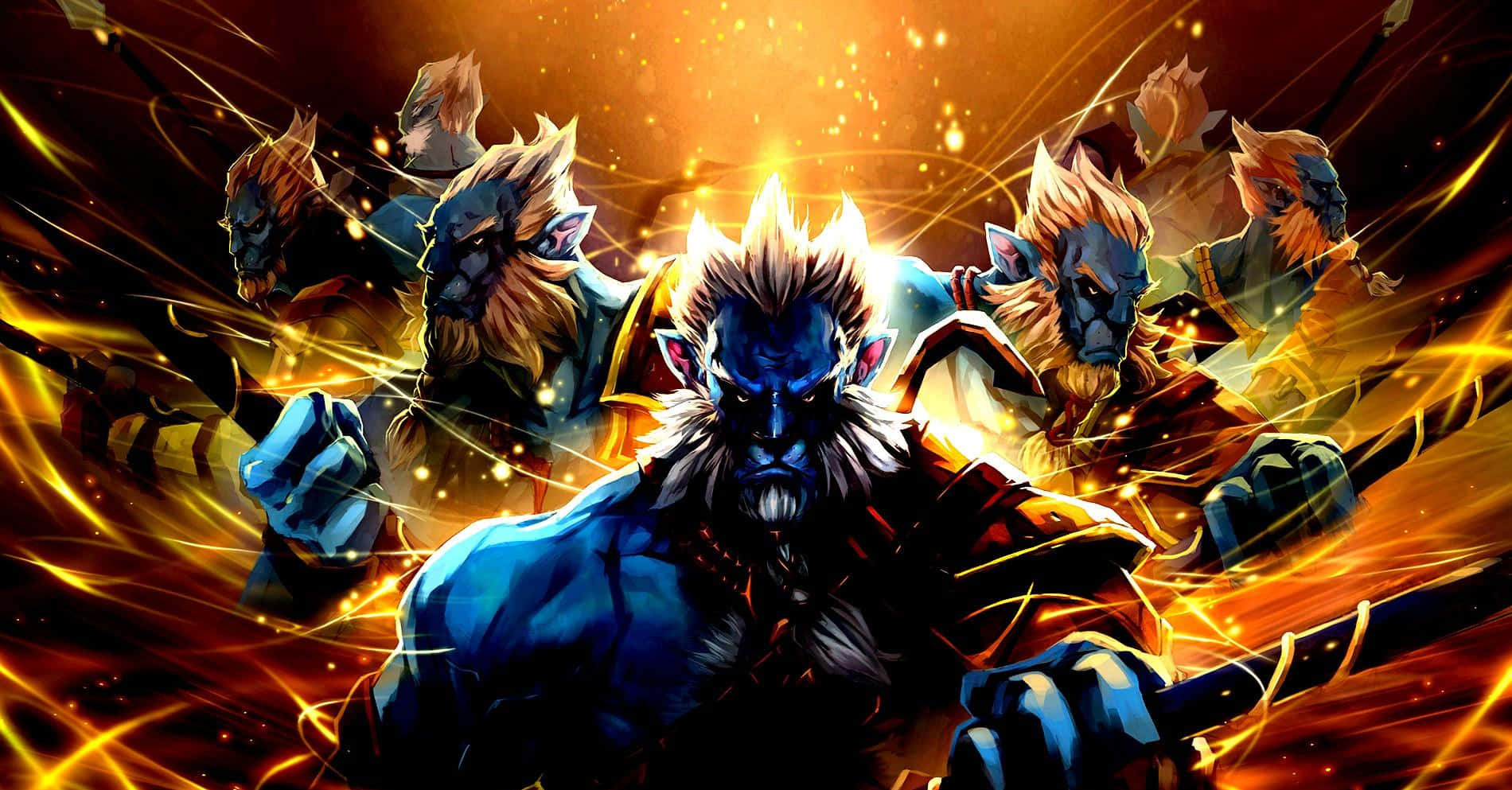 Dota, blue-skinned warrior, glowing white hair, HD Desktop Wallpaper