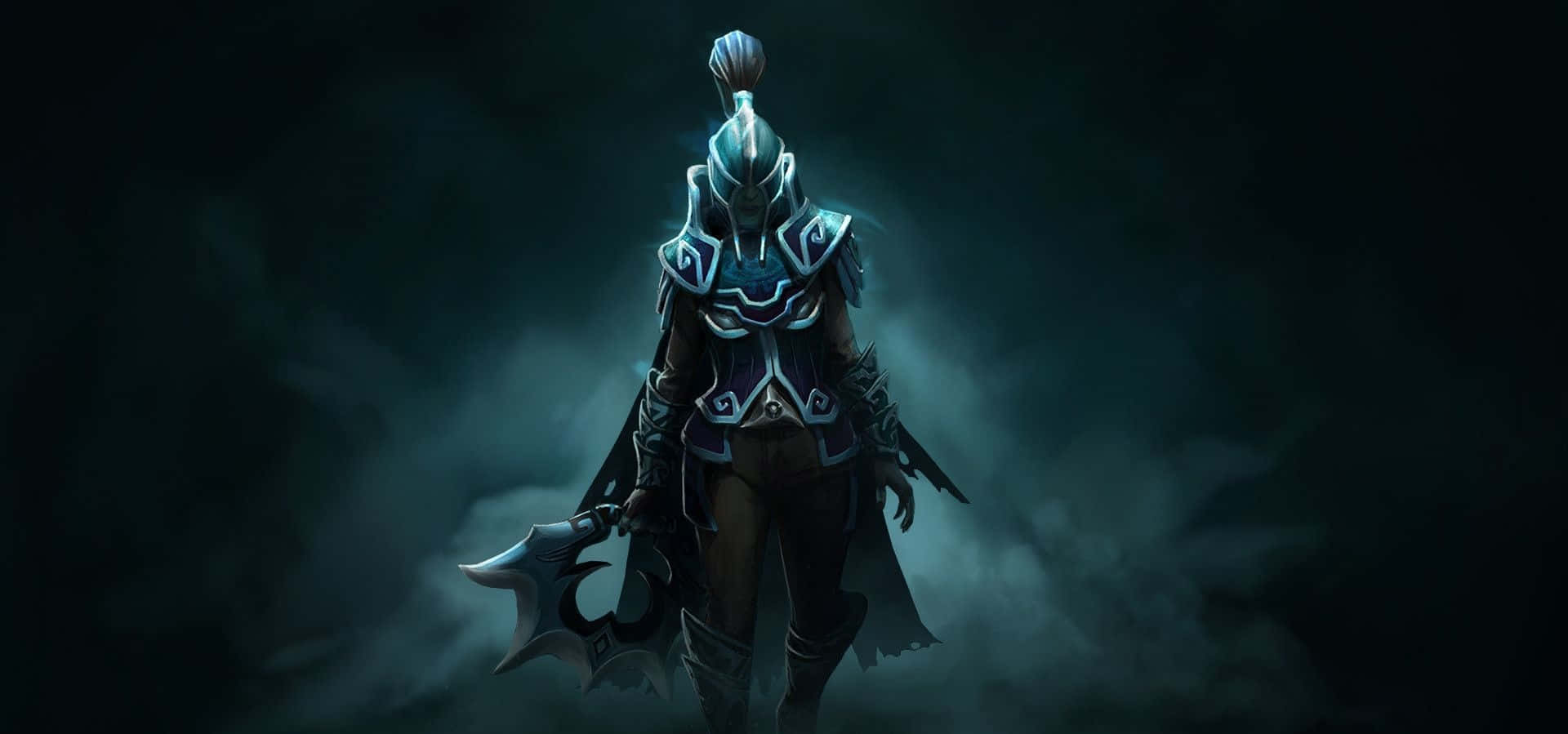 Dota 2, dark fantasy warrior, ornate blue and silver armor, Full HD Desktop Wallpaper