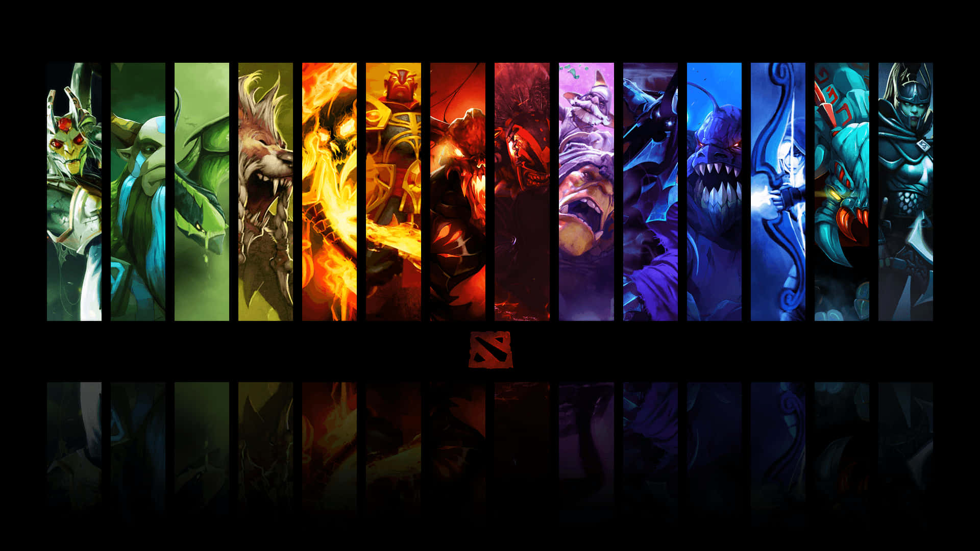 Dota 2, fantasy heroes, colored vertical panel, Full HD Desktop Wallpaper