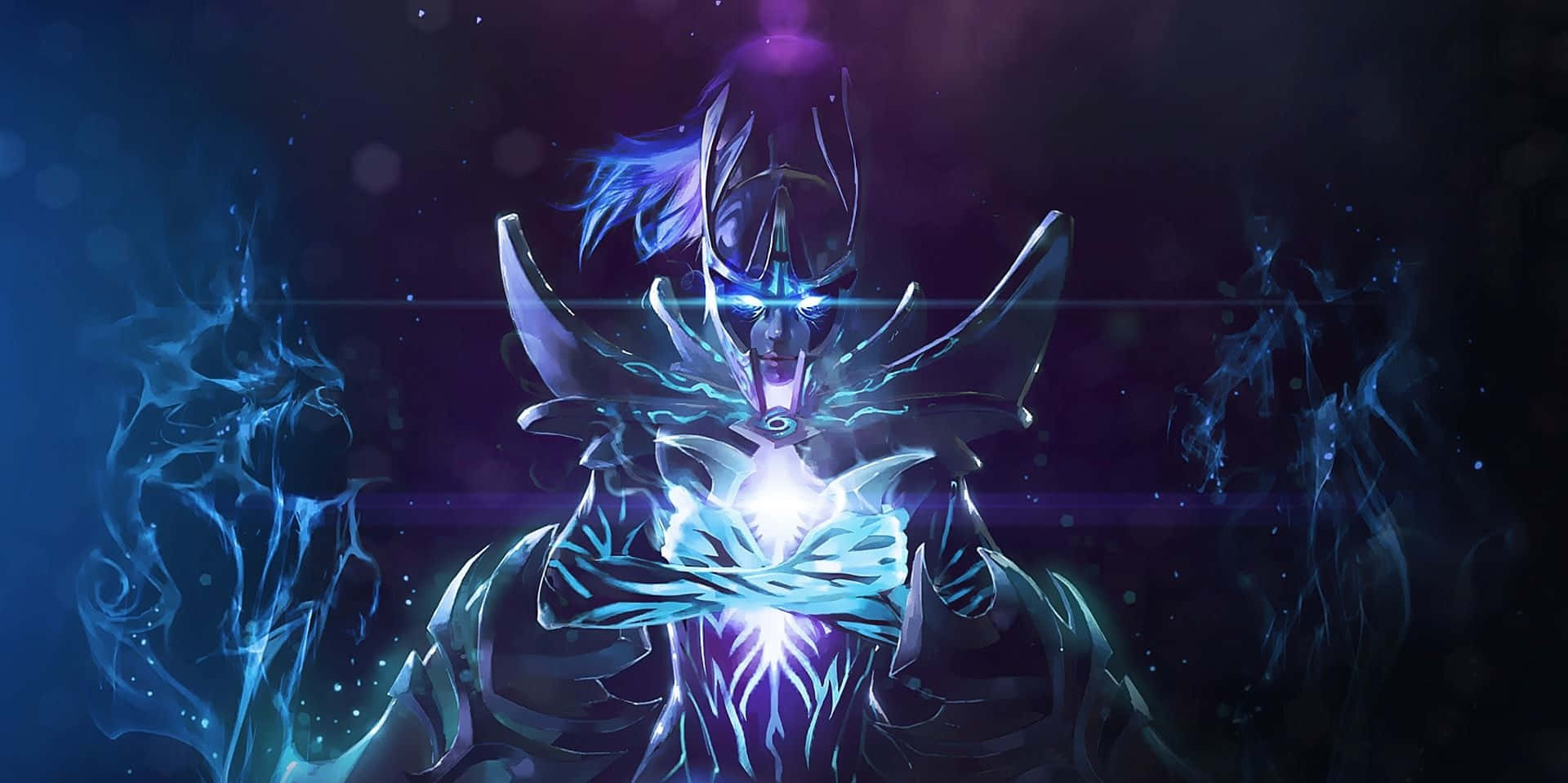 Dota 2, glowing blue armored warrior, glowing eyes, Full HD Desktop Wallpaper