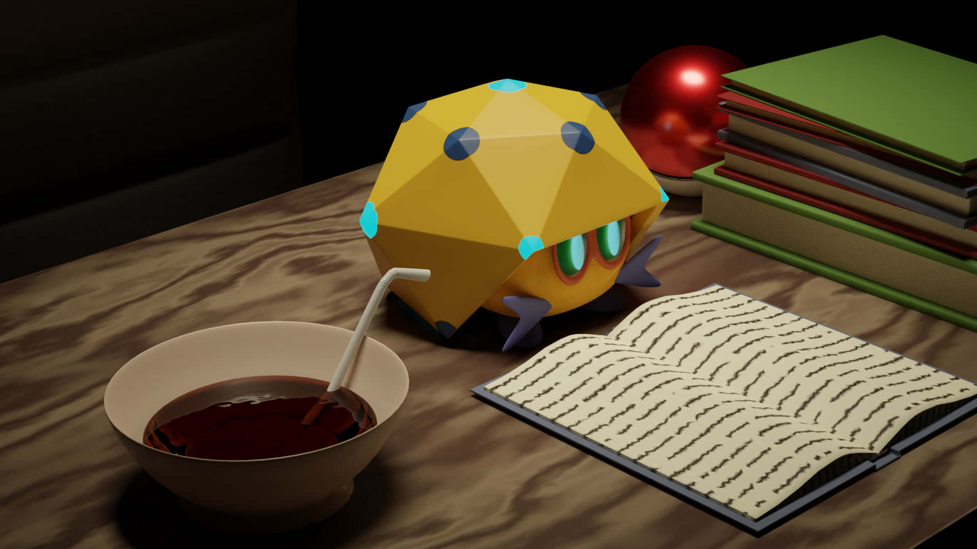 Dottler, yellow creature, blue spots, Full HD Desktop Wallpaper