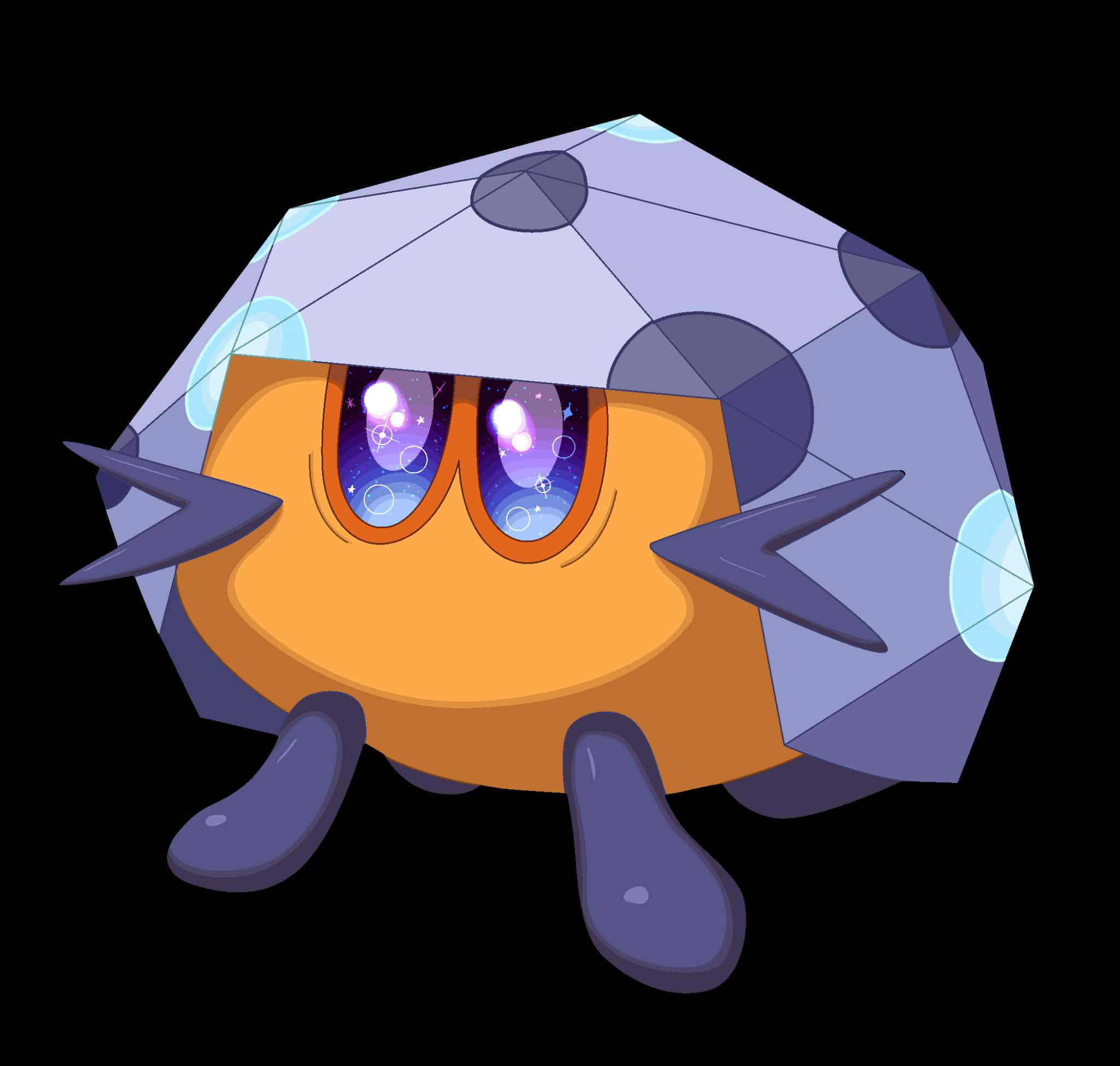 purple and orange dottler, geometric purple shell, galaxy eyes, Full HD Desktop Wallpaper