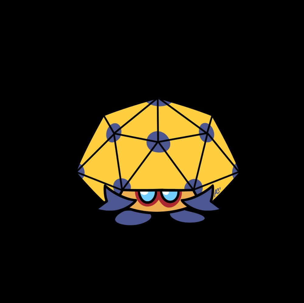 Dottler, yellow geometric character, blue spots, SD Desktop Wallpaper