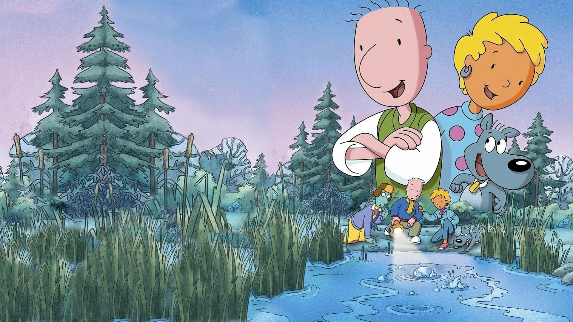 Doug, friends, lake, Full HD Desktop Wallpaper