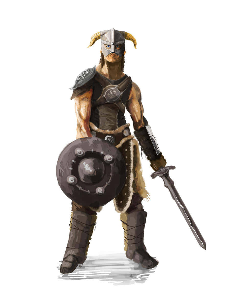 Dovahkiin, horned helmet, leather armor, SD Phone Wallpaper