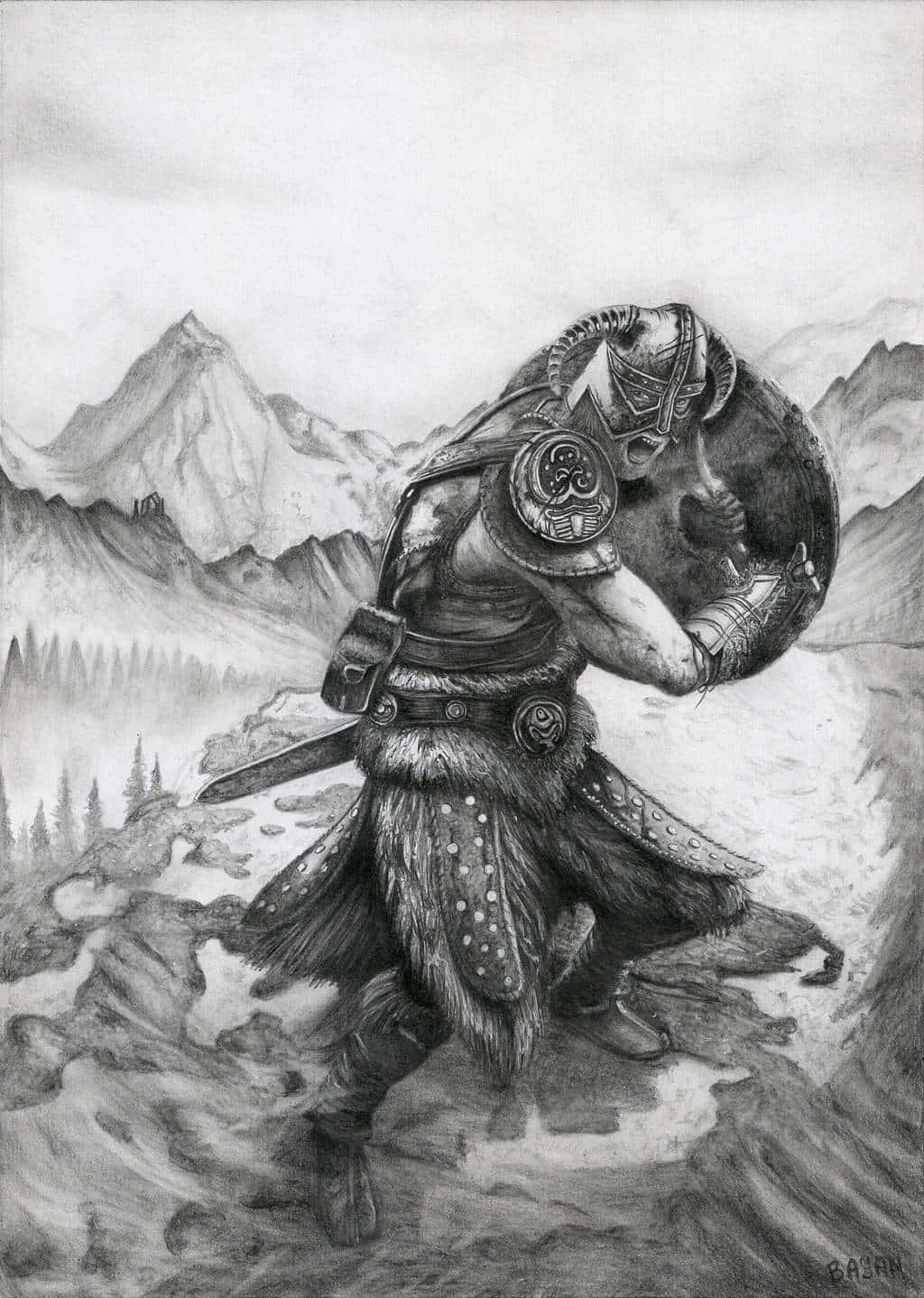 Dovahkiin, warrior, shield, HD Phone Wallpaper