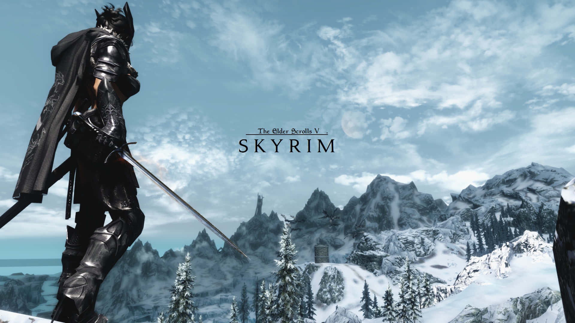 Dovahkiin, snowy mountain peak, frozen landscape, Full HD Desktop Wallpaper