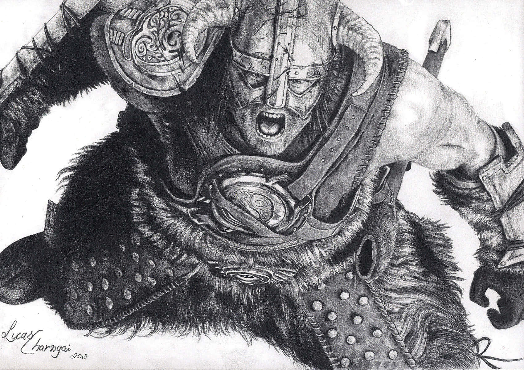 Dovahkiin, Viking warrior, dragonborn, HD Desktop Wallpaper