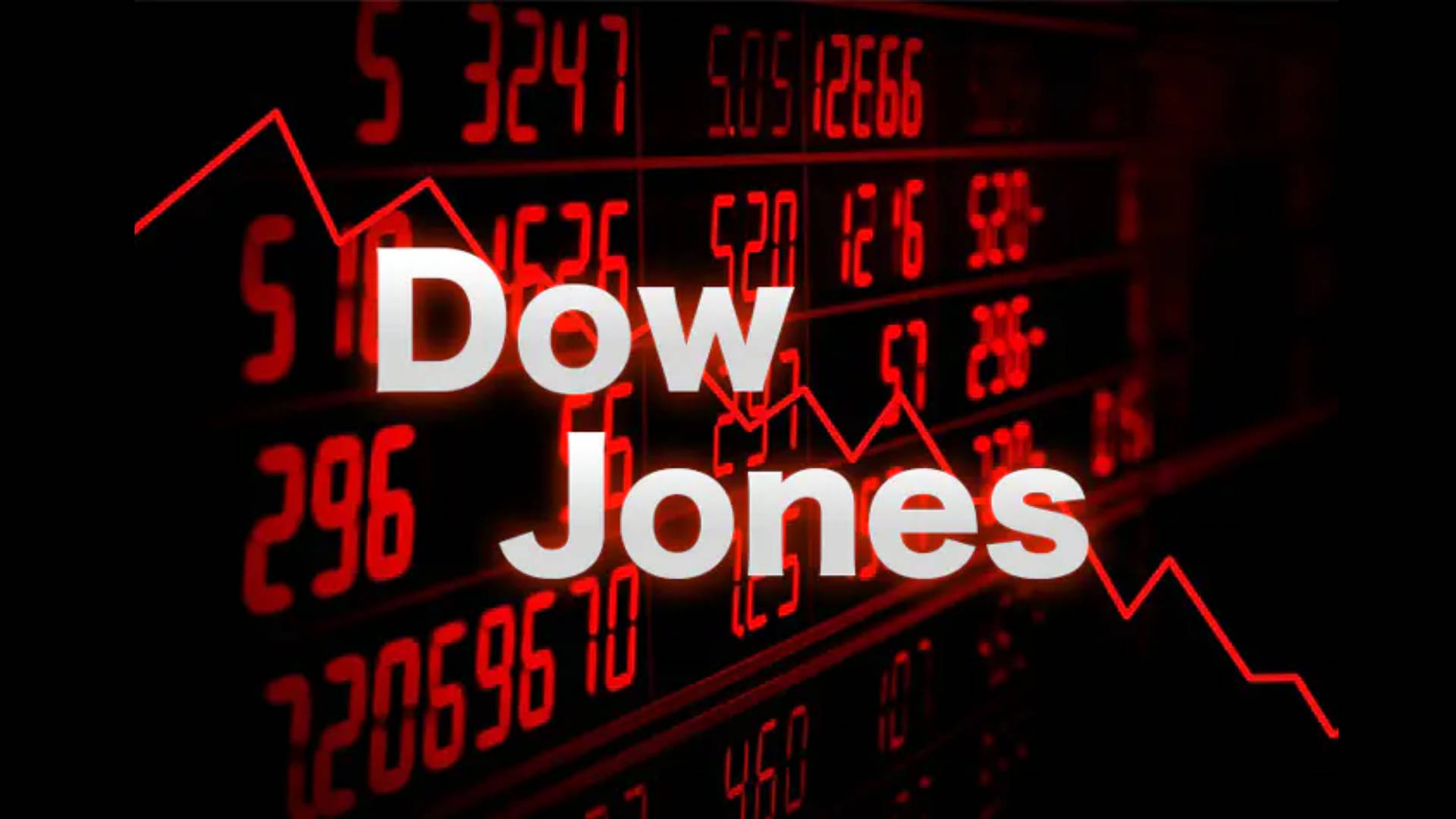 Dow Jones, red numbers, falling red line graph, Full HD Desktop Wallpaper