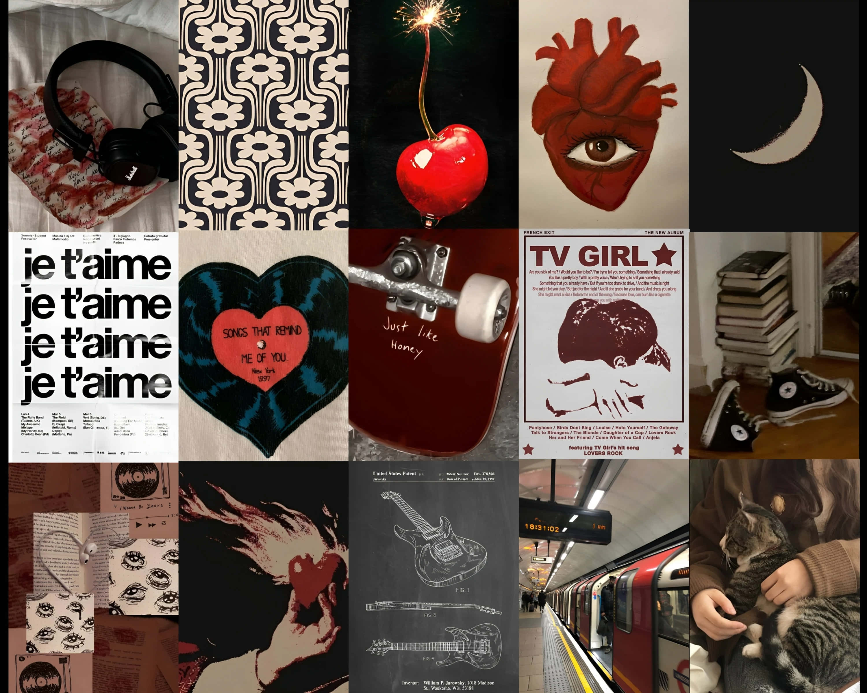 Downtown Girl Aesthetic, vintage posters, music albums, 2K Desktop Wallpaper