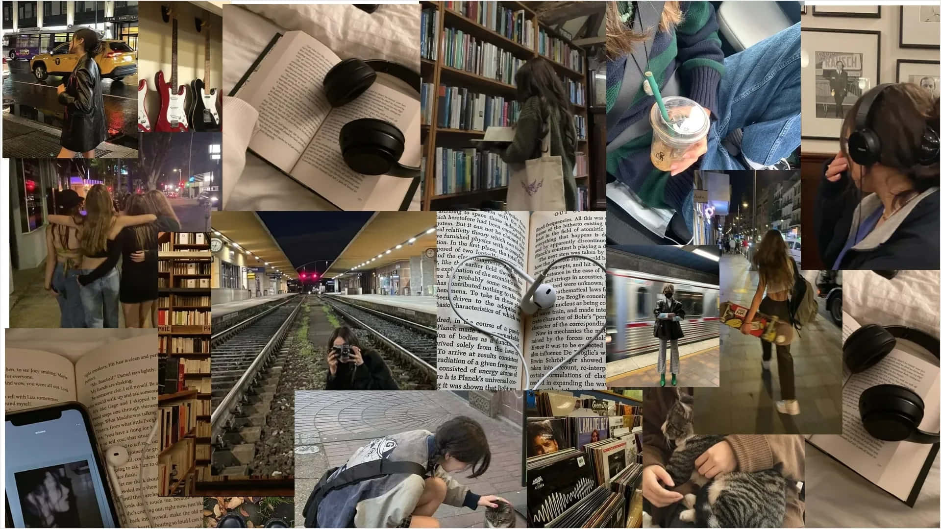 Downtown Girl Aesthetic, subway platforms, bookshelves, Full HD Desktop Wallpaper