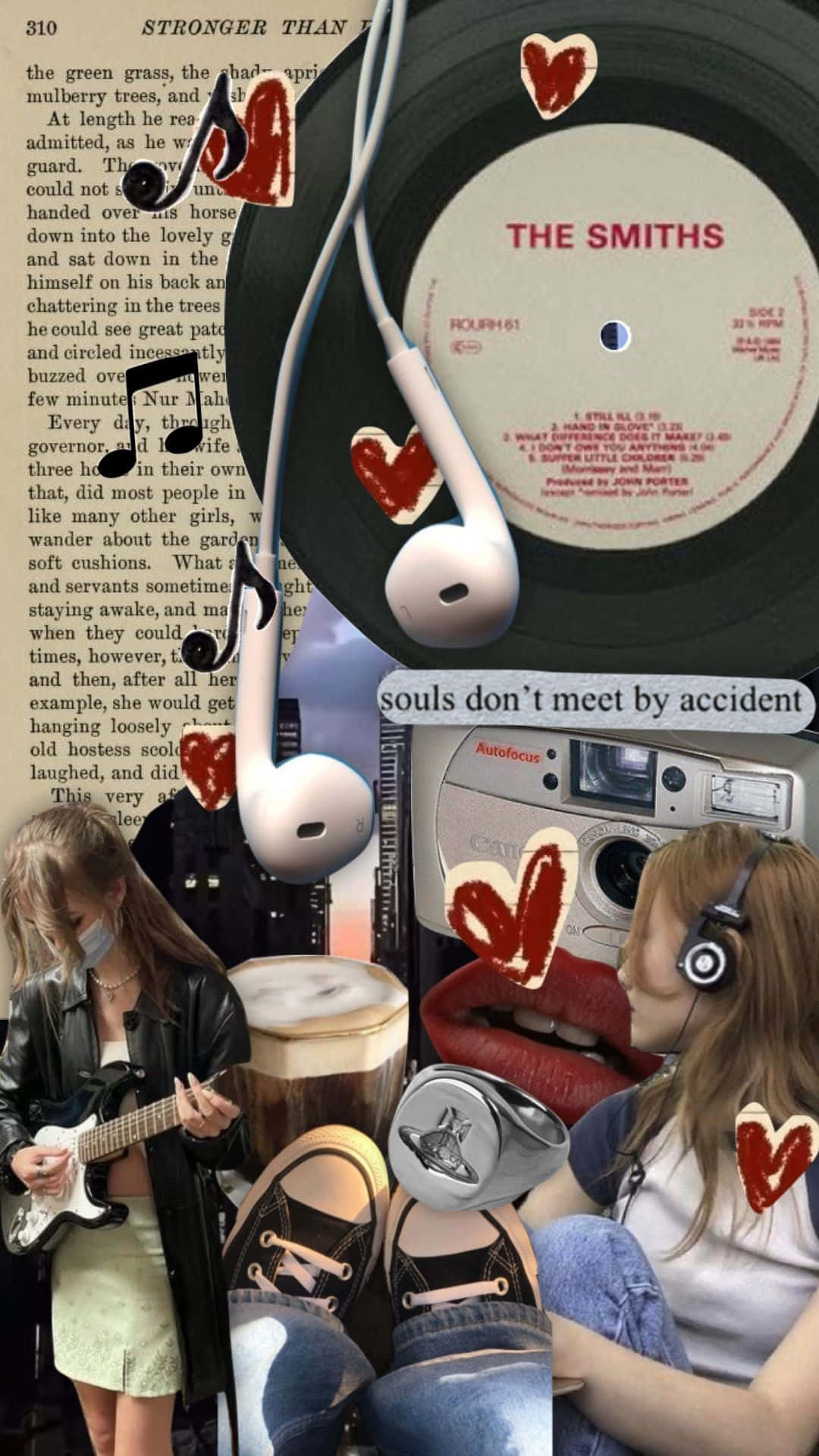 Downtown Girl Aesthetic, vinyl record, headphones, Full HD Phone Wallpaper