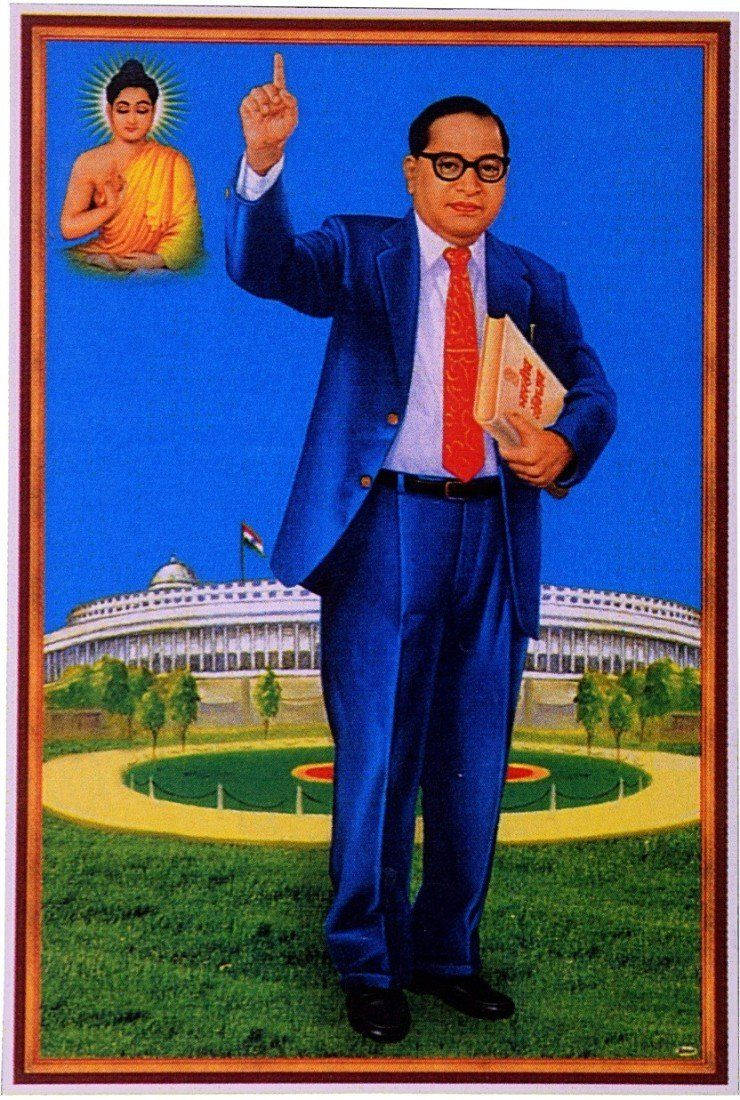 Dr Babasaheb Ambedkar, blue suit, red tie, SD Phone Wallpaper