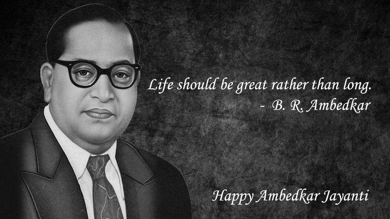 Dr Babasaheb Ambedkar, black and white portrait, quote, HD Desktop Wallpaper