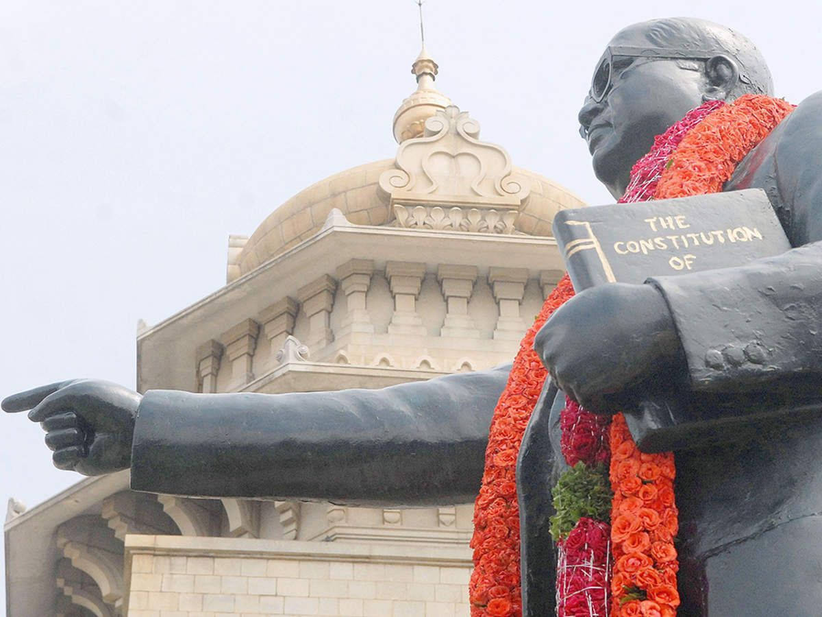 Dr Babasaheb Ambedkar, bronze statue, book titled 'The Constitution of', SD Desktop Wallpaper