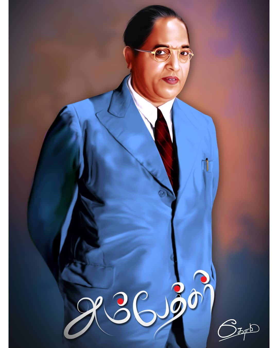 Ambedkar, blue suit, glasses, HD Phone Wallpaper