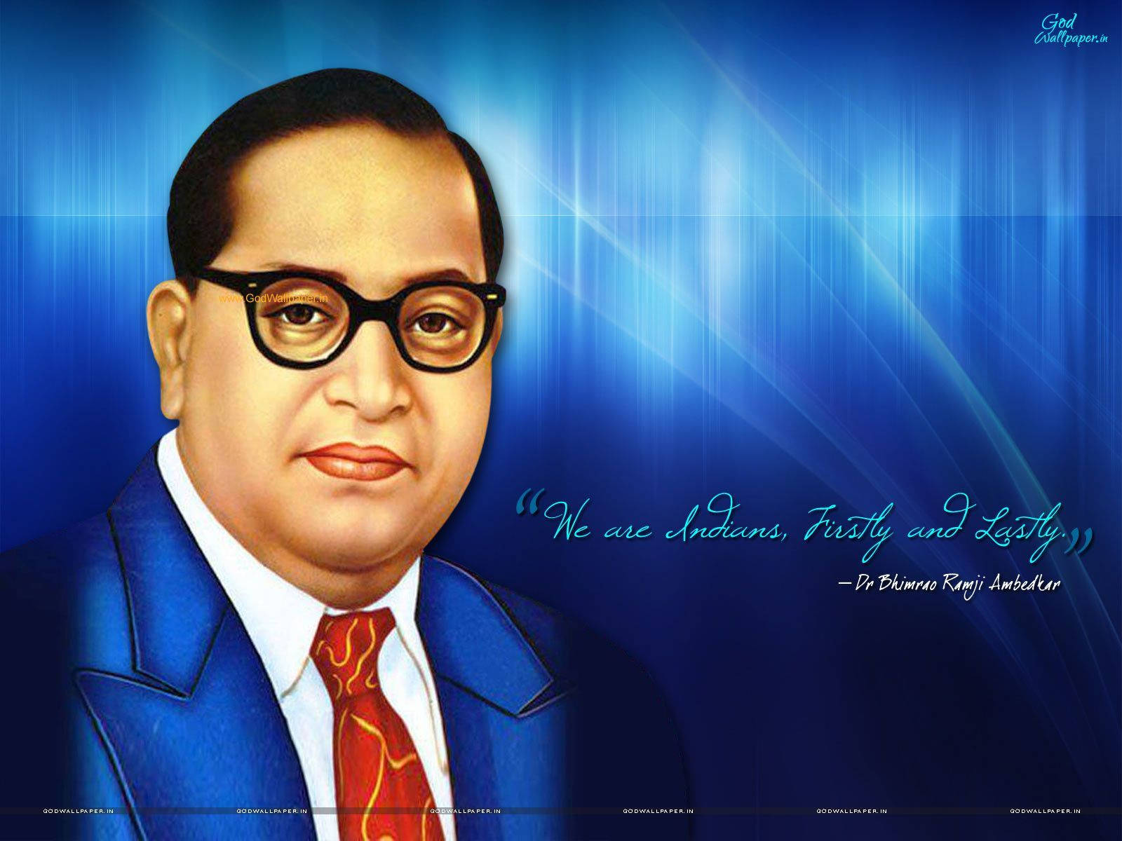 Dr B R Ambedkar, blue suit, red tie, HD Desktop Wallpaper