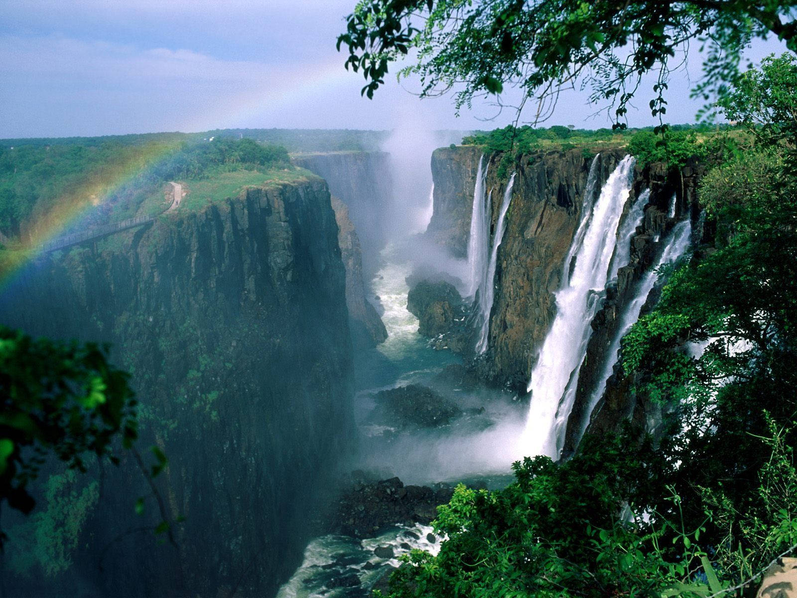 Congo, rainbow, waterfall, HD Desktop Wallpaper