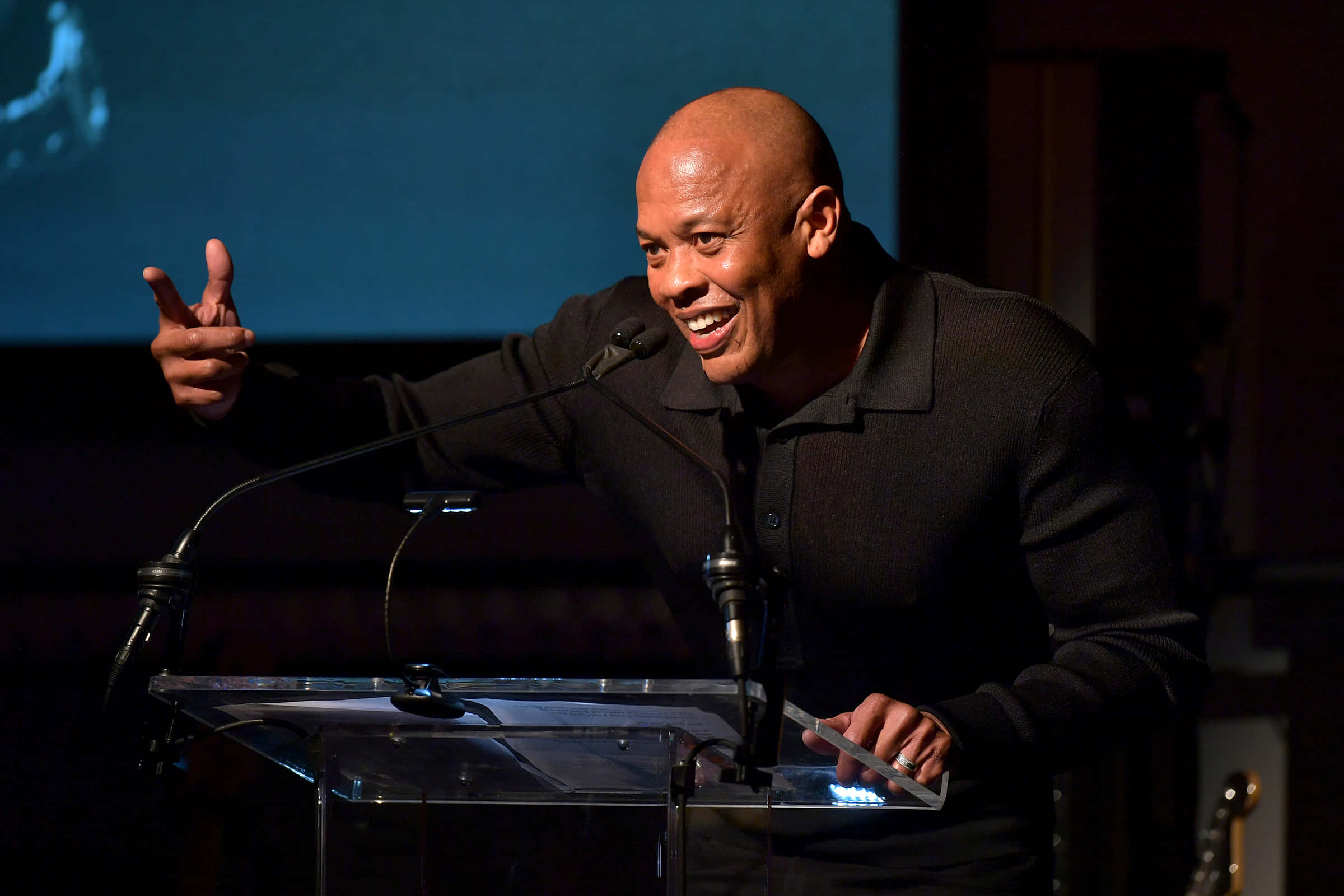 Dr. Dre, studio, black shirt, Full HD Desktop Wallpaper